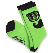 Guys Lacrosse Woven Mid-Calf Socks - LAX BRO (Green)