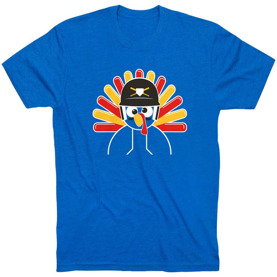 Baseball/Softball Short Sleeve T-Shirt - Goofy Turkey Player - Personalization Image