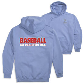 Baseball Hooded Sweatshirt - Baseball All Day Everyday (Back Design) [Youth Small/Carolina] - SS