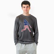 Baseball Long Sleeve Performance Tee - Baseball Stars and Stripes Player