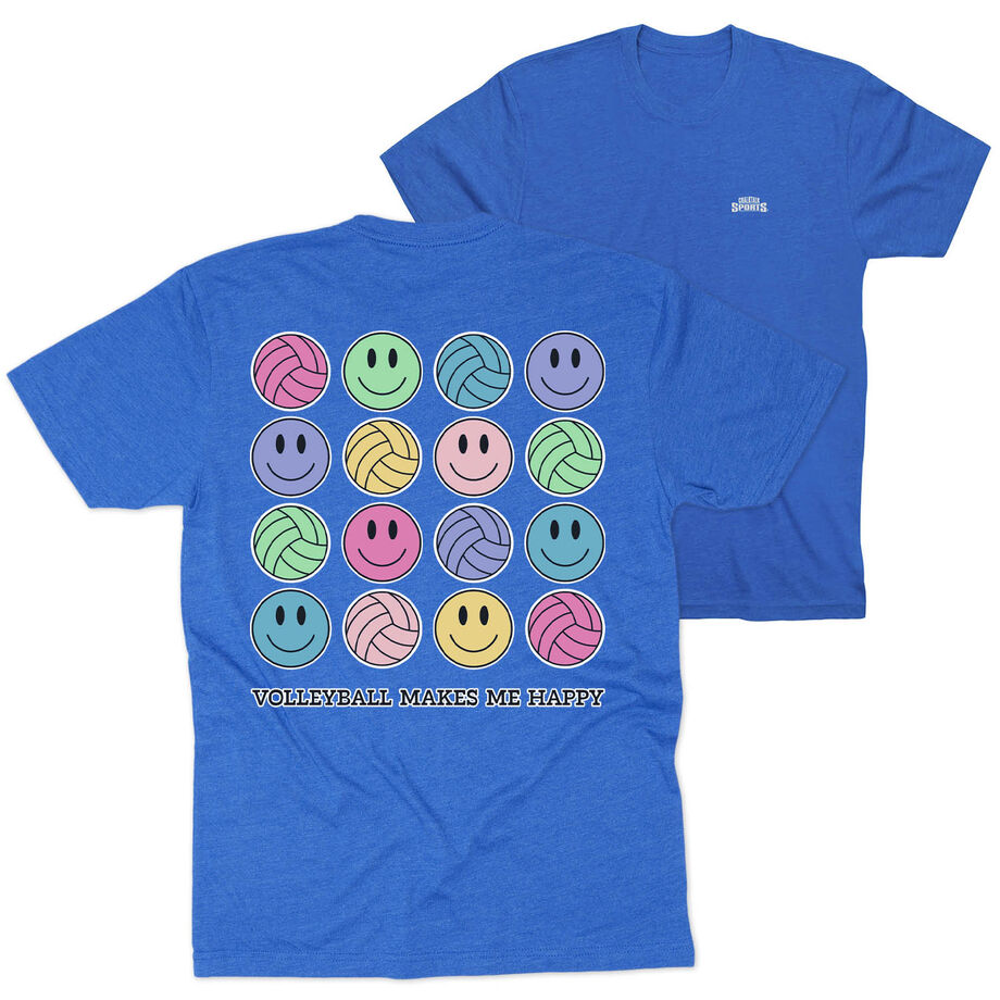 Volleyball Short Sleeve T-Shirt - Volleyball Makes Me Happy (Back Design)