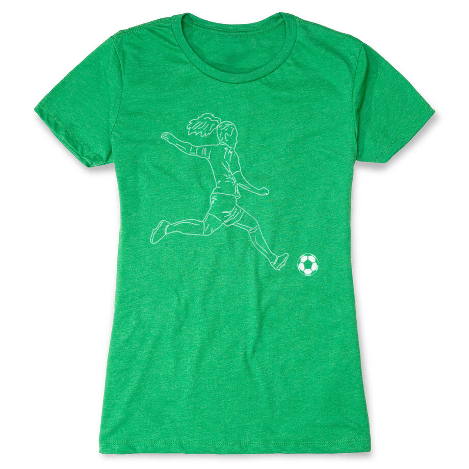 Soccer Women's Everyday Tee - Soccer Girl Player Sketch