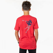 Guys Lacrosse Short Sleeve T-Shirt - American Flag Silhouette (Back Design)