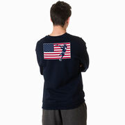 Guys Lacrosse Crewneck Sweatshirt - Patriotic Lacrosse (Back Design)