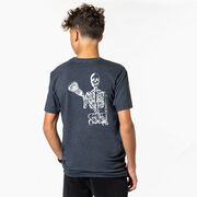Guys Lacrosse Short Sleeve T-Shirt - Skeleton (White) (Back Design)