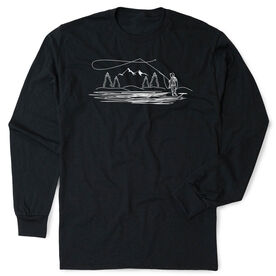 Fly Fishing Tshirt Long Sleeve - Fly Fishing Sketch