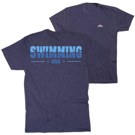 Swimming Short Sleeve T-Shirt - Swimming USA (Back Design)