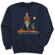 Guys Lacrosse Crewneck Sweatshirt - Slingin Heat In The High Noon