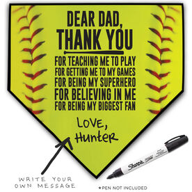 Softball Home Plate Plaque - Dear Dad