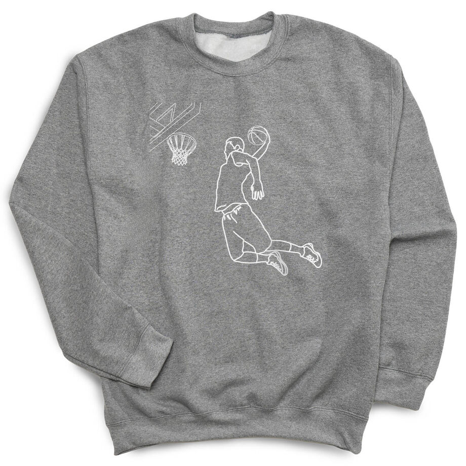 Basketball Crewneck Sweatshirt - Basketball Player Sketch
