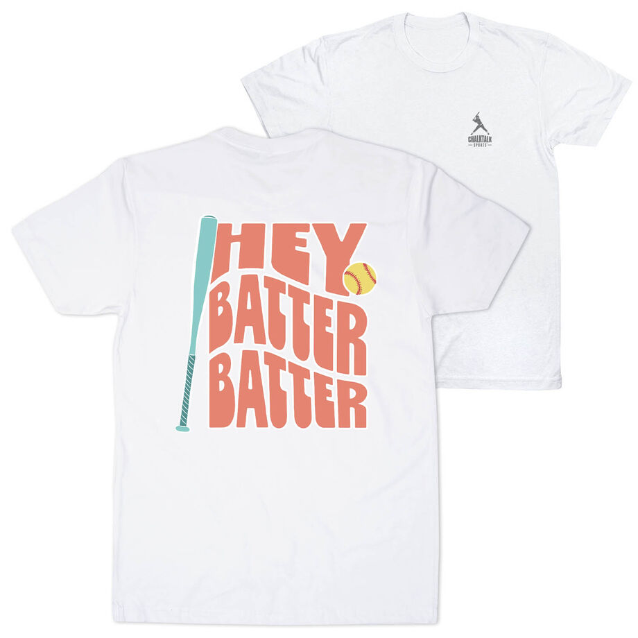 Softball Short Sleeve T-Shirt - Hey Batter Batter (Back Design)