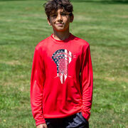 Guys Lacrosse Long Sleeve Performance Tee - Patriotic Stick