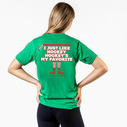 Hockey Short Sleeve T-Shirt - Hockey's My Favorite (Back Design)