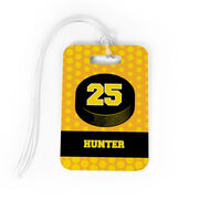 Hockey Bag/Luggage Tag - Personalized Hockey Puck with Dots Background