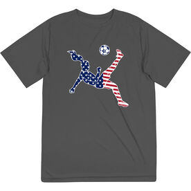 Soccer Short Sleeve Performance Tee - Girls Soccer Stars and Stripes Player