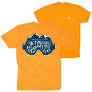 Skiing Short Sleeve T-Shirt - The Mountains Are Calling (Back Design)