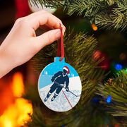 Hockey Round Ceramic Ornament - Player Silhouette