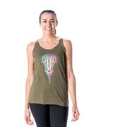 Girls Lacrosse Women's Everyday Tank Top - Lacrosse Stick Heart Pink Teal White