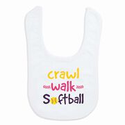 Softball Baby Bib - Crawl Walk Softball