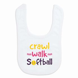 Softball Baby Bib - Crawl Walk Softball