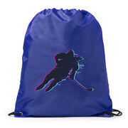Hockey Drawstring Backpack - Hockey Girl Glitch