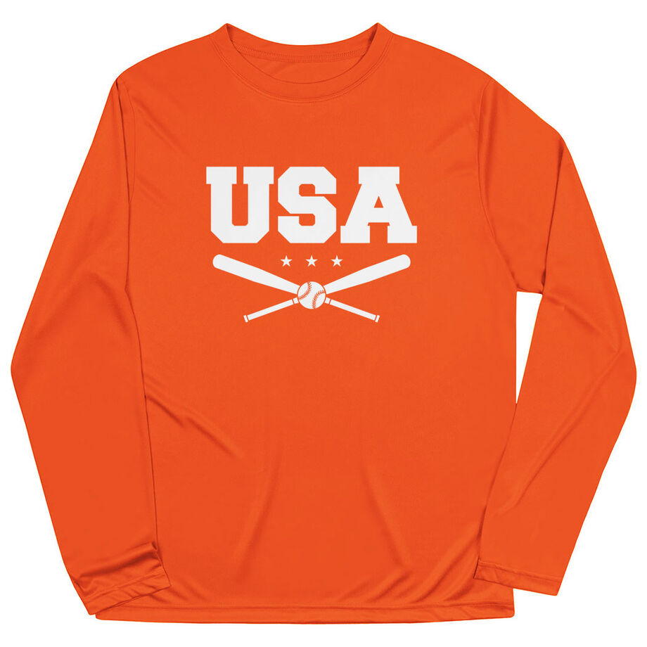 Baseball Long Sleeve Performance Tee - USA