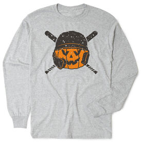 Baseball Tshirt Long Sleeve - Helmet Pumpkin