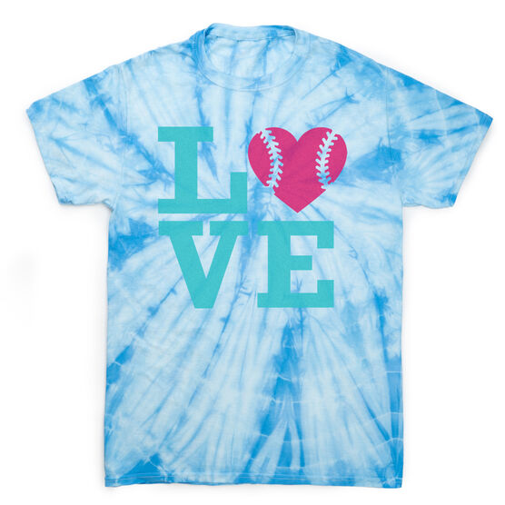 Softball Short Sleeve T-Shirt - LOVE Softball Tie Dye