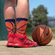 Basketball Woven Mid-Calf Socks - Ball Wrap (Navy/Neon Orange)