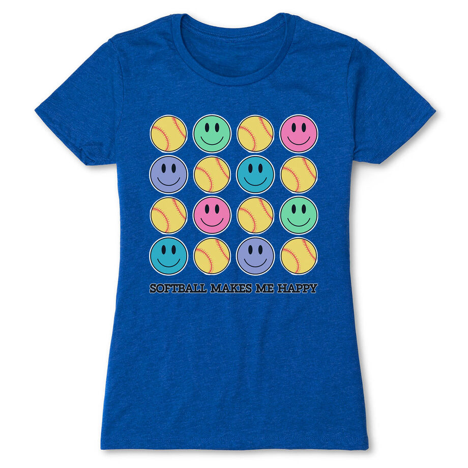 Softball Women's Everyday Tee - Softball Makes Me Happy