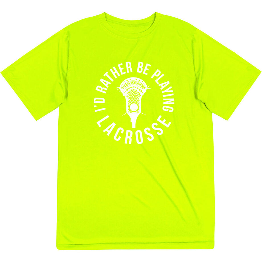 Guys Lacrosse Short Sleeve Performance Tee - I'd Rather Be Playing Lacrosse