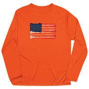 Guys Lacrosse Long Sleeve Performance Tee - American Flag