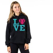 Softball Hooded Sweatshirt - LOVE Softball Pink Teal
