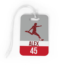 Soccer Bag/Luggage Tag - Personalized Soccer Guy Name and Number