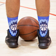 Basketball Woven Mid-Calf Socks - Aztec (Blue)