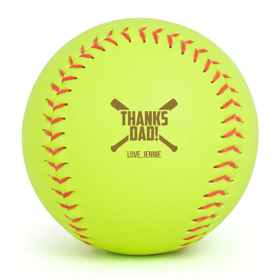 Personalized Engraved Softball - Thanks Dad