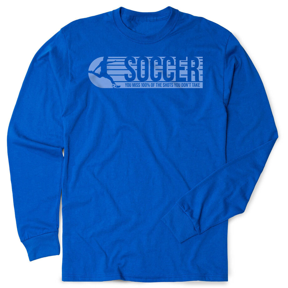 Soccer Tshirt Long Sleeve - 100% Of The Shots - Personalization Image