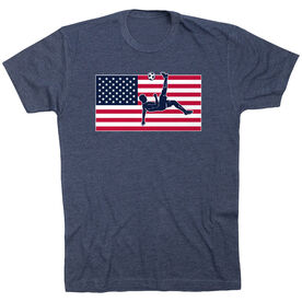 Soccer Short Sleeve T-Shirt - Patriotic Soccer [Adult X-Large/Navy] - SS