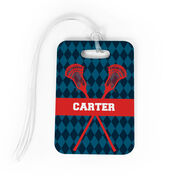 Guys Lacrosse Bag/Luggage Tag - Personalized Guys Crossed Sticks Pattern