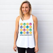 Softball Flowy Racerback Tank Top - Softball Makes Me Happy