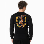 Guys Lacrosse Tshirt Long Sleeve - Play Hard, Chill Easy (Back Design)