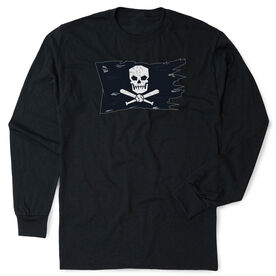Baseball T-Shirt Long Sleeve - Baseball Pirate Flag