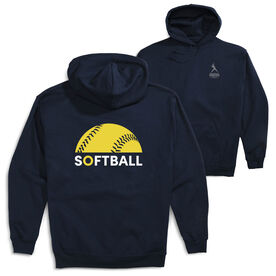 Softball Hooded Sweatshirt - Modern Softball (Back Design) [Youth Small/Navy] - SS
