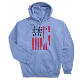 Baseball Hooded Sweatshirt - Baseball Dad American Flag