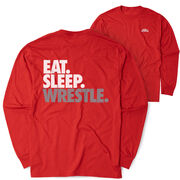 Wrestling Tshirt Long Sleeve - Eat. Sleep. Wrestle (Back Design)