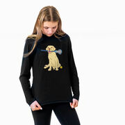 Girls Lacrosse Long Sleeve Performance Tee - Chase The Lax Dog