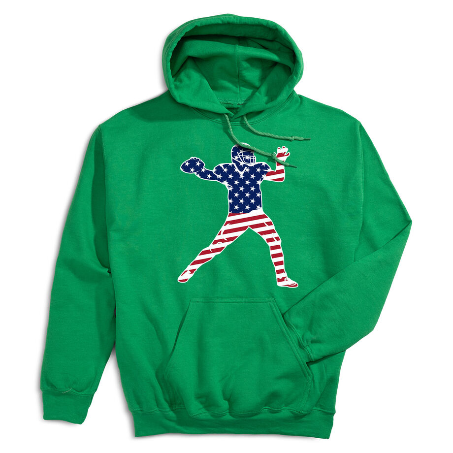 Football Hooded Sweatshirt - Football Stars and Stripes Player - Personalization Image