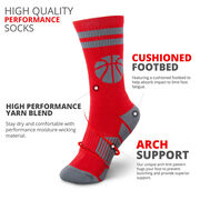 Basketball Woven Mid-Calf Socks - Ball (Red/Gray)