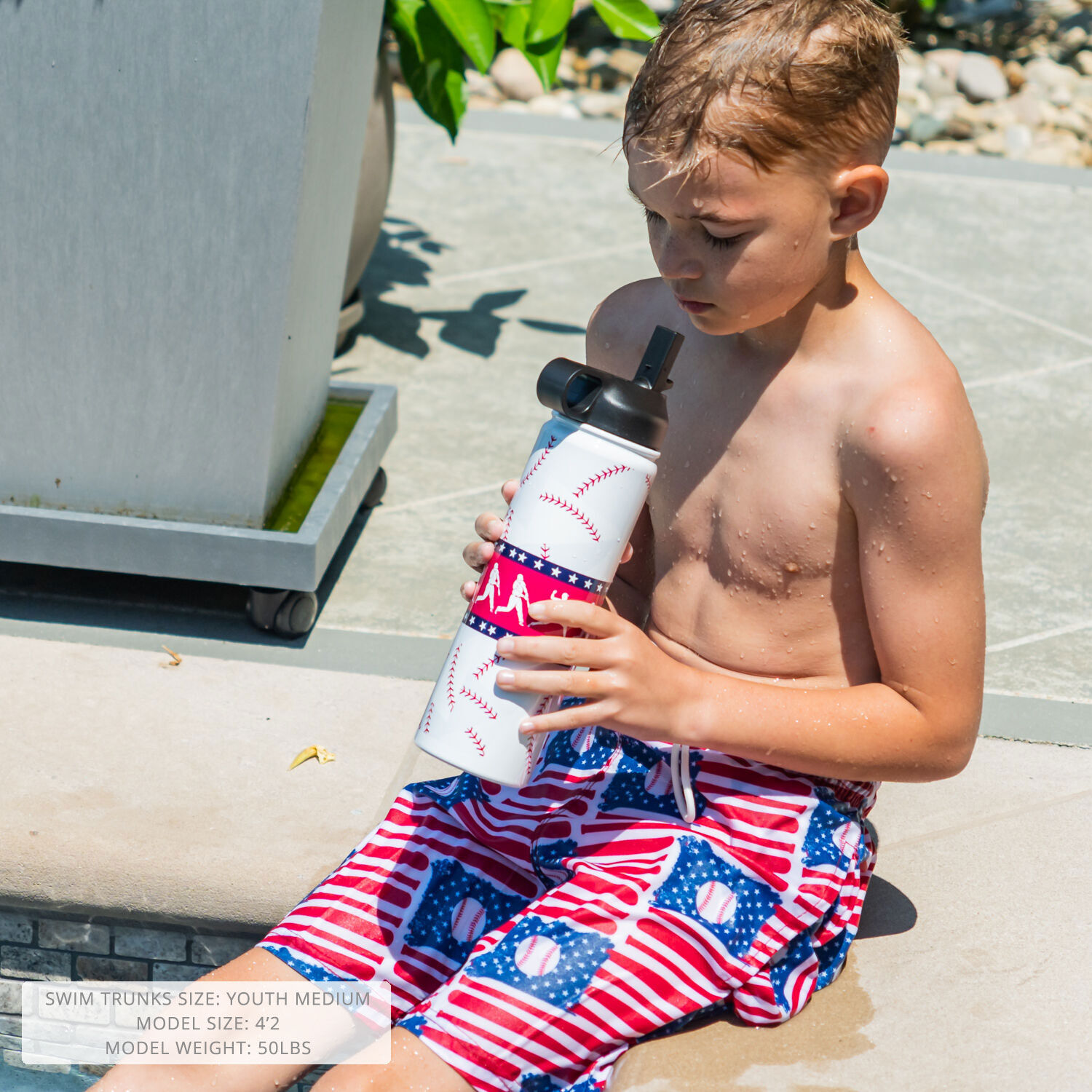 Baseball Swim Trunks Patriotic Baseball