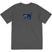 Girls Lacrosse Short Sleeve Performance Tee - LuLa the Lax Dog(Blue)